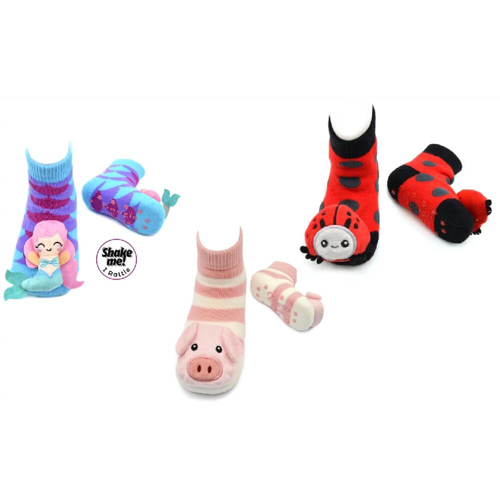 NEW LIVENTI INC. kids boogie toes rattle socks - set of 3 in rainbow mermaid, ro